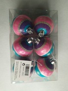 Bombki na choinkę Różowe Niebieskie Fioletowe Bombki w paski Zestaw 6 sztuk