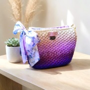 Torebka fiolet krem handmade prezent 
