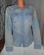 H&M Koszula Bluzka jeansowa perłowe zatrzaski 36 S #58
