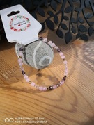 Bransoletka amulet miłości różowy kwarc, hematyt i kryształki