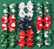 Świąteczne spinki do włosów kokardki metalowe klamerki 3cm bożonarodzeniowe
