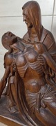 Stara rzeźba Pieta drewniana z dębu 