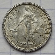 0482 Filipiny 10 centavos 1944 D Administracja USA srebro piękna 