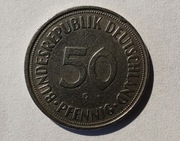 Niemcy 50 fenigów, 1950 r. Znak menniczy „G” - Karlsruhe (S135)