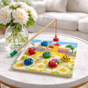 Drewniana gra Montessori łowienie biedronek na magnes zabawka edukacyjna