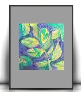 liście rysunek 21x30, botaniczny obrazek A4, hygge plakat przyroda