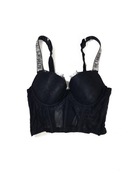 czarny gorset push up victoria's secret 75B z cyrkoniami