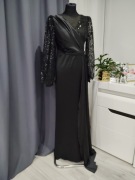 Długa maxi suknia syrenka tren zdobiona