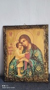 Obraz  Matki Bożej z Dzieciątkiem w stylu ikony 