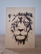 Lew, A4, sklejka (prezent, obraz, ozdoba, pirografia)