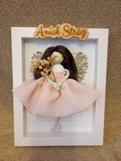 Anioł stróż w ramce pamiątka I komunii , urodzin