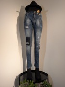 ORMI Jeans spodnie jeansowe rurki przetarcia XS/38