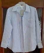 zestaw: 2 x koszula lniana H&M biała Premium w paski oraz niebieska__ S/36 