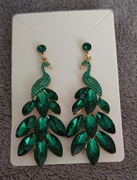 Kolczyki wiszące pawie zielone dł.ok.7cm