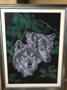 Obraz wilki w nocy haft koralikowy 