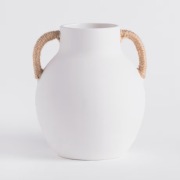 wazon biały 24x23x28 ceramika matowa juta na prezent