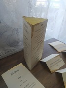 Menu weselne numer stołów ślub złoto, srebro