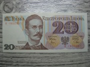 BANKNOT PRL 20 ZŁOTYCH 1982 ROK SERIA R ROMUALD TRAUGUTT UNC