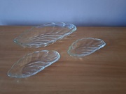 Stare talerzyki muszelki liść 3 szt prl szklane 