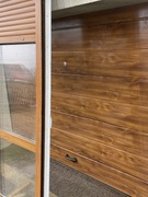 Drzwi balkonowe tarasowe z roleta w kolorze złoty dąb wysokość 282 sz 85