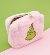 Kosmetyczka świąteczna Mikołaj Grinch różowa futrzana 17x22x8cm