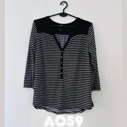 Bluzka koszulowa H&M S/36 na guziki elegancka casual w paski A059