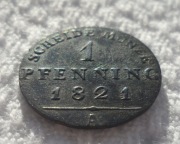 Prusy Fryderyk Wilhelm III Hohenzollern 1 fenig pfenning 1821 A KM# 405