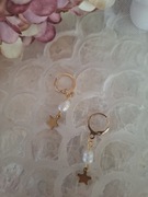 Kolczyki handmade ze stali nierdzewnej z naturalnych kamieni perły 