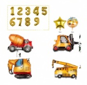 Zestaw Balonów auta budowlane i cyfry 
