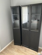 BILLY / OXBERG Regał para drzw panelowych/szklan, czarny imit. dębu