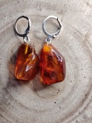 Kolczyki z Naturalnego Bursztynu Bałtyckiego. Stal Chirurgiczna. Unikat