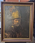 Obraz olej na płótnie Mężczyzna w złotym hełmie Rembrandt OKAZJA ZA GROSZE 