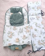 Zestaw niemowlęcy kokon ochraniacz do łóżeczka kocyk poduszka Jukki