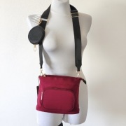 Torebka damska, burgundowa, z saszetką, materiałowa, listonoszka, Parfois