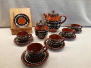 Serwis do kawy,  ceramika bułgarska, inny niż "pawie oczka", prl.