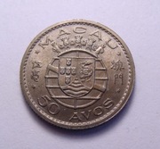 Macau Portugalskie 50 avos 1952 PIĘKNA! RZADKA!