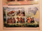 Komory 2011 Mi 3033-7 + bl 629  ptaki sowa  zestaw idealny