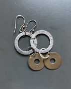 Kolczyki srebro i miedź duże rękodzieło