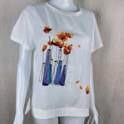 Bluzka Aurivella haft kwiaty połysk przód biała butikowa nowa