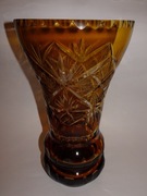 Kryształ miodowy, brązowy, duży kryształ, szkło prl, vintage