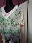 Bluzka mgiełka liscie dekolt koronka 