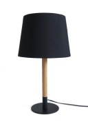 Lampa stołowa czarny abażur drewno modern loft