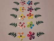 Tęczowe kwiaty z listkami Handmade +1 gratis