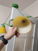 Komplet oświetlenia – żyrandol i kinkiet, żółto-zielony, ładny stan