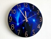 Akrylowy Zegar Ścienny nietykający, złote metalowe wskazówki 30cm