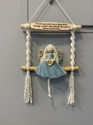 Anioł Stróż na huśtawce dla dziewczynki, ręcznie zrobiony, urodziny, roczek