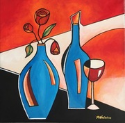 Martwa natura kubizm abstrakcja, obraz na płótnie 40 x 40 cm - WozArt