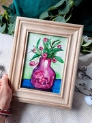 Akwarela A5 "Różowa Śnieguliczka" handmade