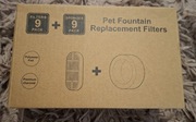Zestaw nowych wymiennych filtrów do fontanny dla zwierząt 9filtry 9gąbki