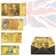 Kolekcjonerski zestaw replik banknotów funtów brytyjskich z PE